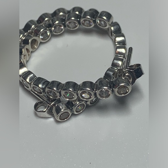 Silpada Vintage Rare HTF Sterling Silver CZ Channel Set Hoop Post Earrings - Picture 9 of 16